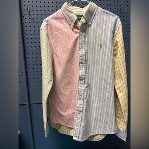 Polo by Ralph Lauren Pastel Colorblock Striped Button-Down Vintage Rare Medium